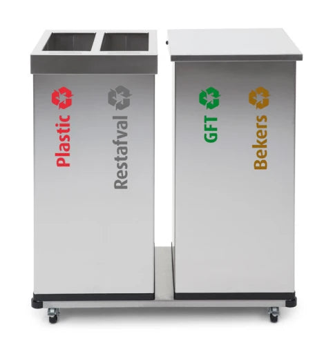 Recycling stickerset NL voor Carro - grijs, rood, geel, groen