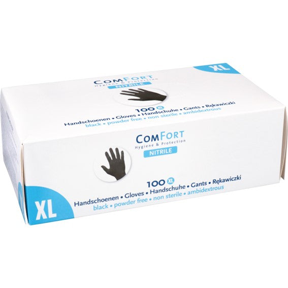OUTLET Comfort handschoen nitril zwart ongepoederd 4 gram maat XL