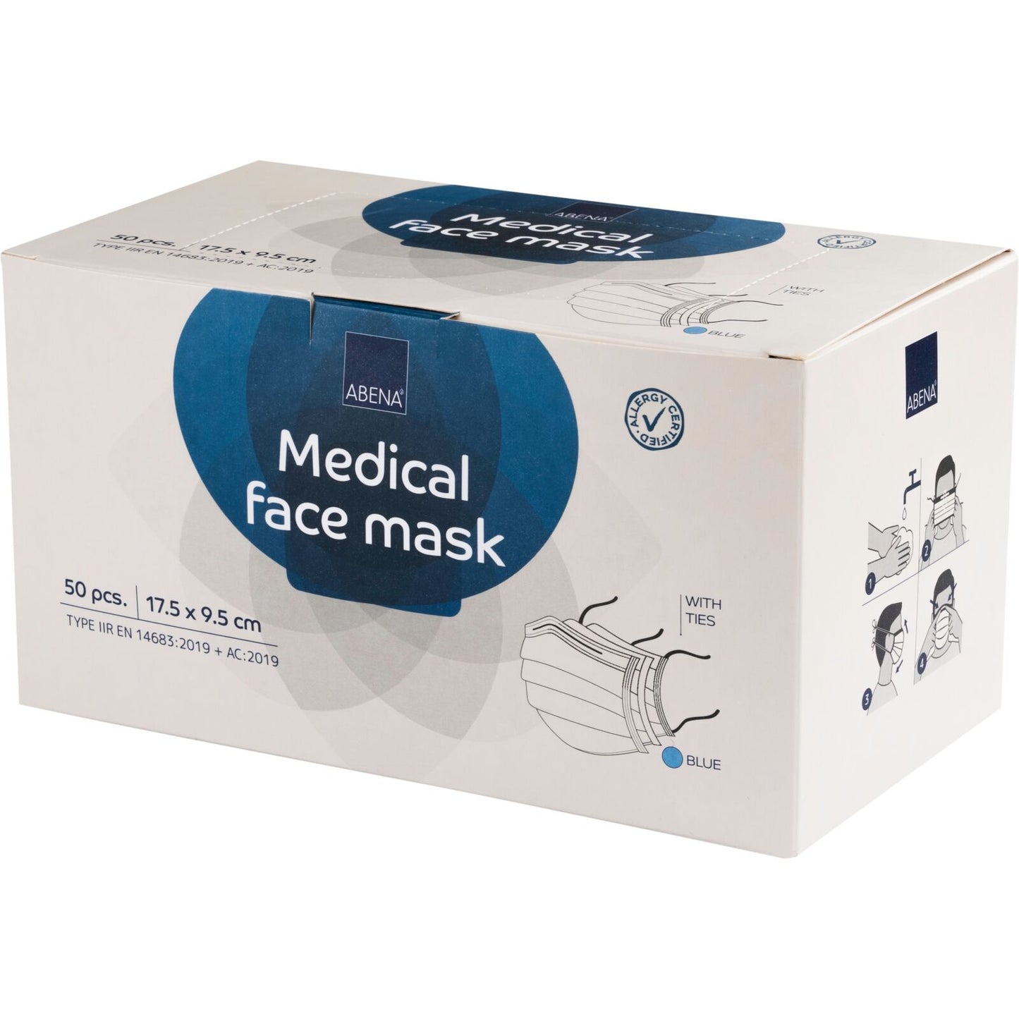 Abena chirurgisch masker type IIR met striklussen blauw 50 stuks