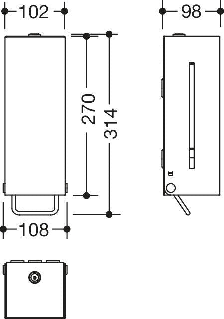 HEWI 900.06.004XA RVS zeepdispenser 600 ml