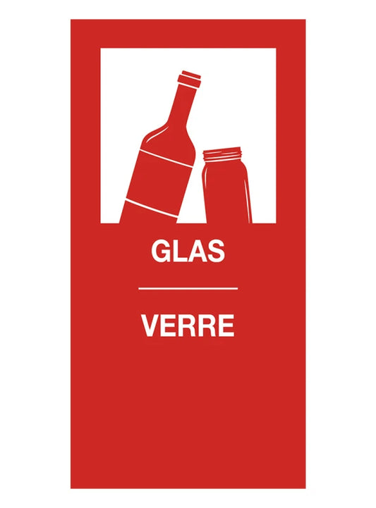 Magneetsticker Glas/Verre - rood