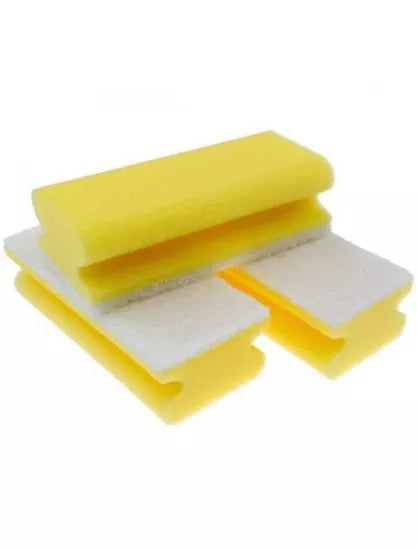 Schuurspons met handgreep 15x7x4.5cm 10 stuks wit geel