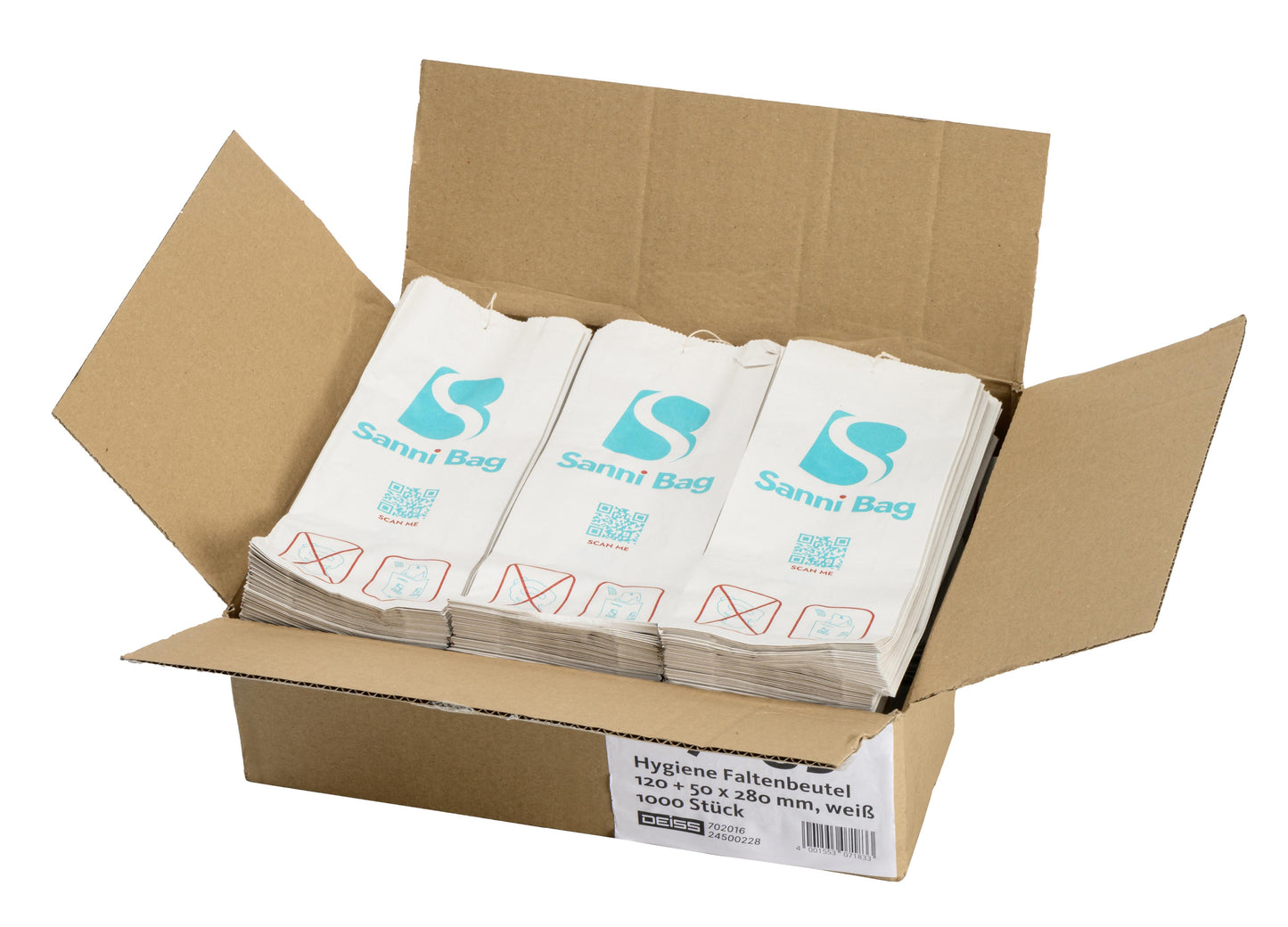 Damesverbandzakjes papier 1000 stuks