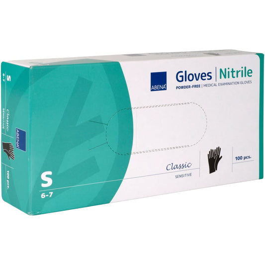 OUTLET ABENA 1 doosje a 100 stuks handschoen Nitril zwart maat S