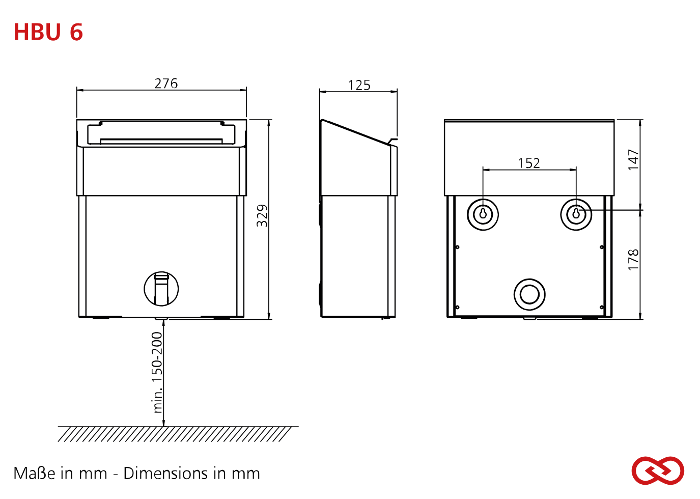 SANTRAL CLASSIC HBU 6 E ST hygiene waste bin 6 liters