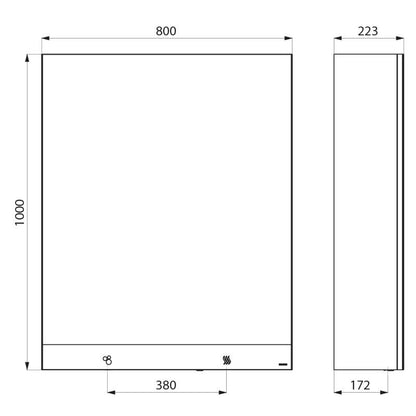 DELABIE 510208 3-in-1 mirror cabinet 800 mm soap, hand dryer