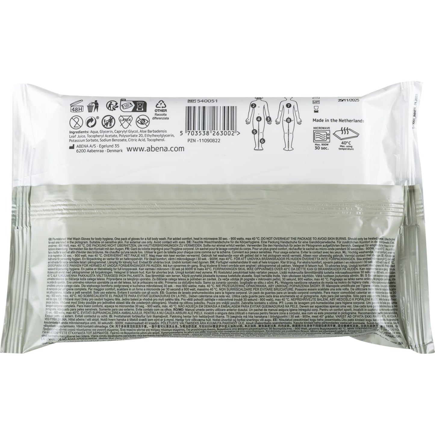 Abena Premium Wet wash gloves verzorgend wassen ongeparf 30x8 stuks per doos