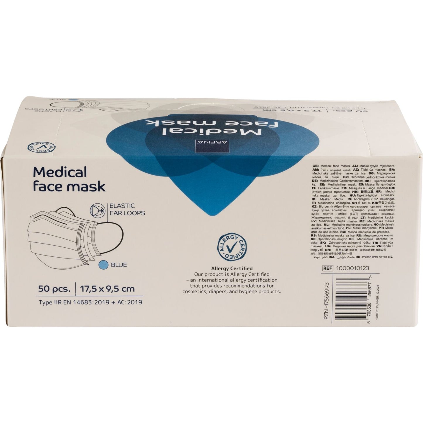 Abena chirurgisch masker type IIR met elastiek blauw 50 stuks