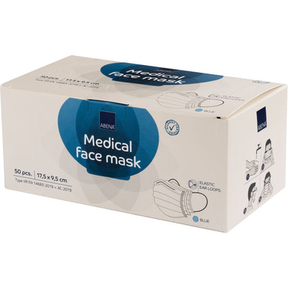 Abena chirurgisch masker type IIR met elastiek blauw 50 stuks