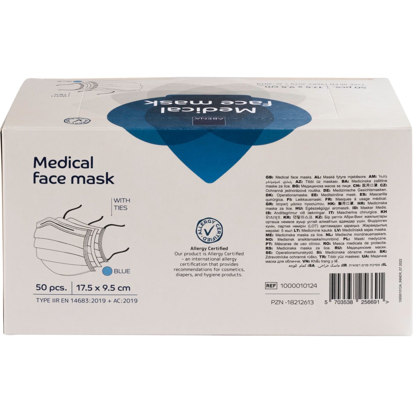Abena chirurgisch masker type IIR met striklussen blauw 50 stuks